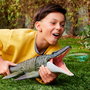 Mattel Dinosaurio Mosasaurus Mordedor Jurassic World - Figurine articulée à mâchoire et fonction crachat avec figurine Dilofsaurio, 65 cm