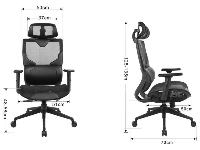 Sandberg ErgoFusion Pro - Fauteuil Gaming Ergonomique avec Réglages Multiples, Dossier en Maille Respirante et Appui-tête Ajustable, Confort Optimal pour Jeu et Travail