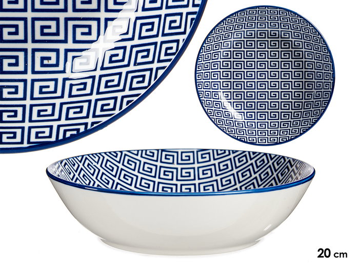Vessia Assiette Creuse 20 cm Géométrique Bleu Blanc Porcelaine (Set de 24) Vessia Assiette Creuse 20 cm Géométrique Bleu Blanc Porcelaine (Set de 24)