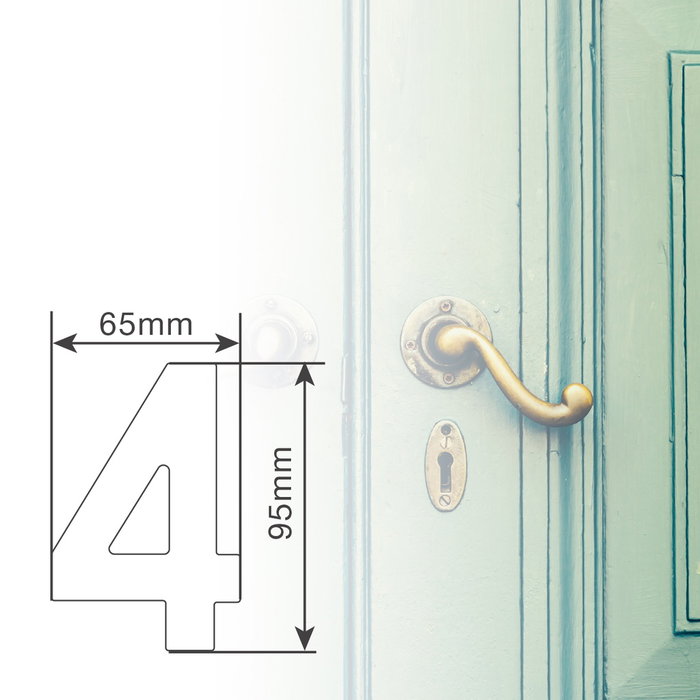 Hantums Numéro de porte 4 en acier inoxydable avec adhésif Hantums Numéro de porte 4 en acier inoxydable avec adhésif