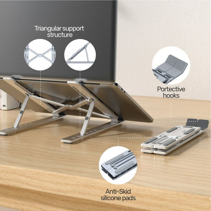 Unitek Support Pliable et Réglable pour Portable OT155SL Aluminium Argenté