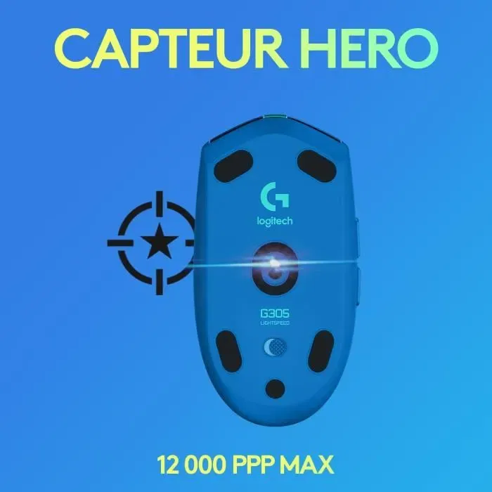 Logitech G Souris Gamer sans fil G305 Lightspeed - Capteur haute précision, autonomie 250h - Bleu