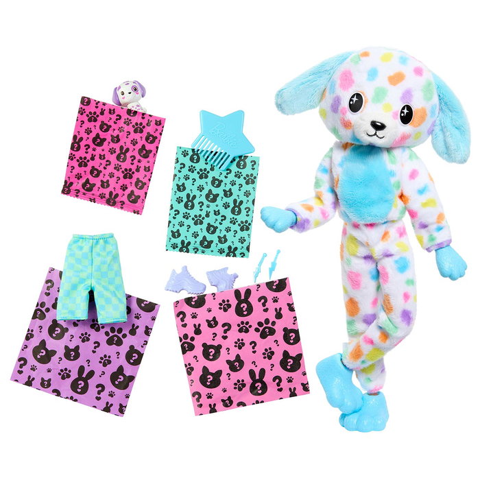 Barbie - Poupée Cutie Reveal Collection Rêves de Couleurs - Déguisement Dalmatien Coloré avec Peigne, Animal de Compagnie et Accessoires Surprise - Multilingue Barbie - Poupée Cutie Reveal Collection Rêves de Couleurs - Déguisement Dalmatien Coloré avec Peigne, Animal de Compagnie et Accessoires Surprise - Multilingue