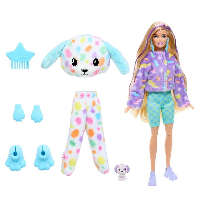 Barbie - Poupée Cutie Reveal Collection Rêves de Couleurs - Déguisement Dalmatien Coloré avec Peigne, Animal de Compagnie et Accessoires Surprise - Multilingue Barbie - Poupée Cutie Reveal Collection Rêves de Couleurs - Déguisement Dalmatien Coloré avec Peigne, Animal de Compagnie et Accessoires Surprise - Multilingue