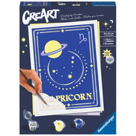 Ravensburger CreArt Trend D Zodiac Capricorne Kit Peinture par Numéros avec Effet Luminescent