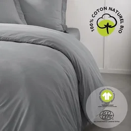 Today - Housse de couette Organic - 240x260 cm - 100% coton 57 fils - Certifications GOTS et Oeko-Tex - Pour lit deux personnes avec fentes passe-main et boutonnière