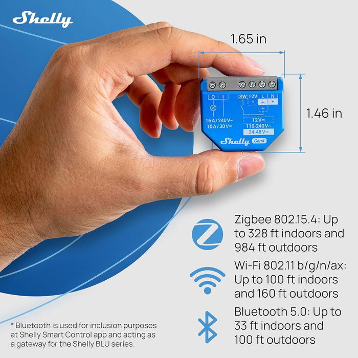 Prise Intelligente Shelly S4SW-001X16EU Bluetooth Wi-Fi Bluetooth 5.0 240 V