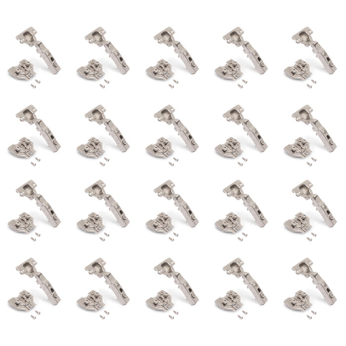 Emuca Lot de 20 charnières droites X91 à fermeture amortie avec embases de montage mixtes, Diamètre 5x9.5mm, Hauteur 0, Acier, Nickelé Emuca Lot de 20 charnières droites X91 à fermeture amortie avec embases de montage mixtes, Diamètre 5x9.5mm, Hauteur 0, Acier, Nickelé