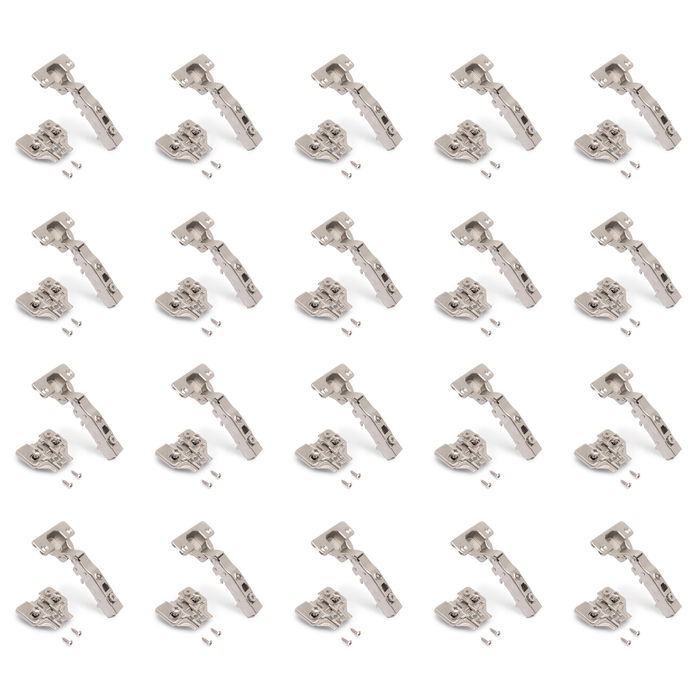 Emuca Lot de 20 charnières droites X91 à fermeture amortie avec embases de montage mixtes, Diamètre 5x9.5mm, Hauteur 0, Acier, Nickelé Emuca Lot de 20 charnières droites X91 à fermeture amortie avec embases de montage mixtes, Diamètre 5x9.5mm, Hauteur 0, Acier, Nickelé