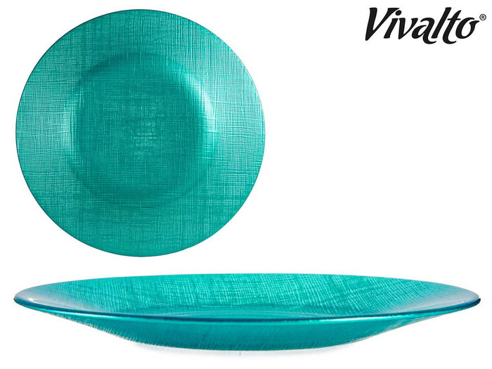 Vivalto Assiette en Verre Turquoise 21 cm (Set de 24)