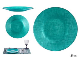 Vivalto Assiette en Verre Turquoise 21 cm (Set de 24)