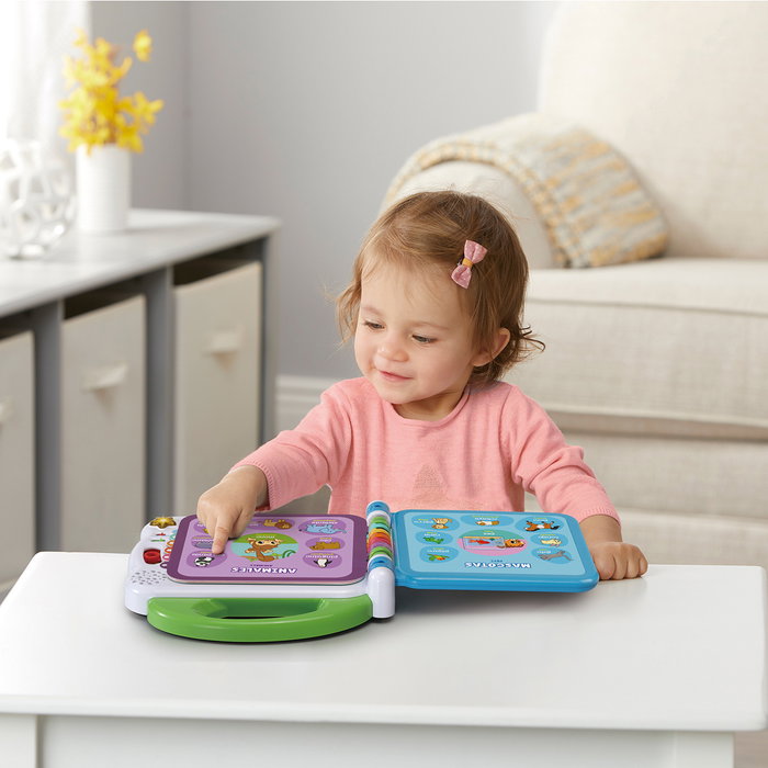 VTech Livre éducatif interactif bilingue Mes Premières 100 Mots - Enseigne l'espagnol et l'anglais - 3 modes de jeu, 12 pages, chansons - 80-601547 - À partir de 18 mois