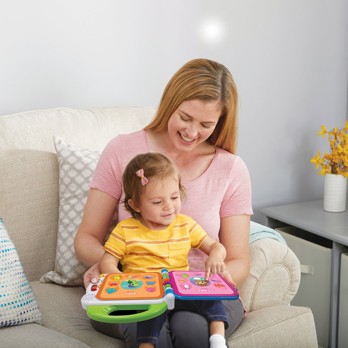 VTech Livre éducatif interactif bilingue Mes Premières 100 Mots - Enseigne l'espagnol et l'anglais - 3 modes de jeu, 12 pages, chansons - 80-601547 - À partir de 18 mois
