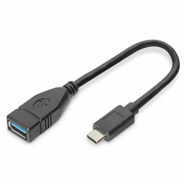 DIGITUS Câble USB 3.0 USB A socle vers USB C prise, 150mm, noir