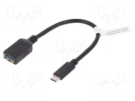 DIGITUS Câble USB 3.0 USB A socle vers USB C prise, 150mm, noir