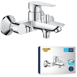 GROHE Start Edge - Mitigeur monocommande bain/douche mural chromé pour perçage 2 trous, économie d'eau, garantie 5 ans