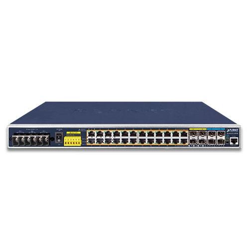 PLANET IGS-6325-24P4X Commutateur Ethernet Industriel Géré Couche 3, 24 Ports Gigabit PoE+ 802.3at, 4 Ports SFP+ 10G, Température -40 à 75°C