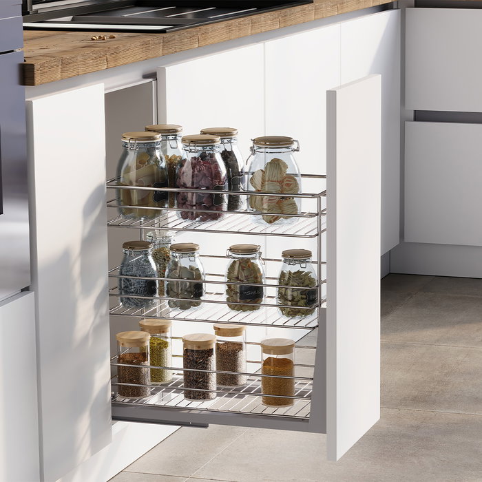 Emuca Chariot coulissant Supra avec fixation inférieure à fermeture amortie, module 300mm, acier, chromé