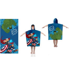 MARVEL Poncho de plage Avengers sérigraphié en coton 110 x 55 cm pour enfant