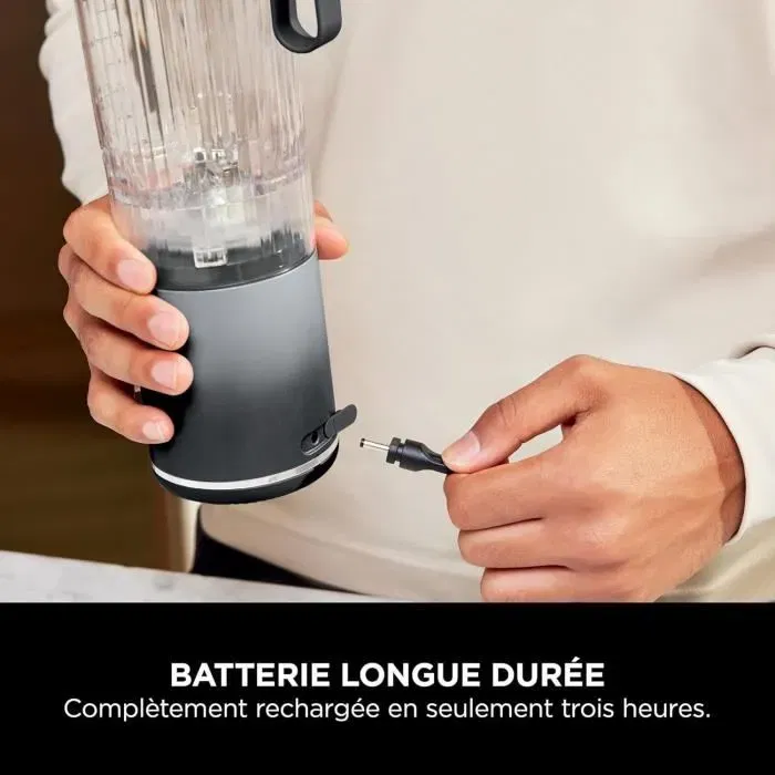 Ninja Blast Max BC251EUGY - Blender portable sans fil - Bol 530 ml - Autonomie 2h - 3 programmes de mixage - Sans BPA - Gris