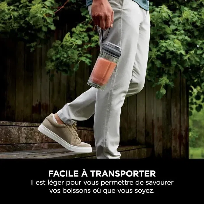 Ninja Blast Max BC251EUGY - Blender portable sans fil - Bol 530 ml - Autonomie 2h - 3 programmes de mixage - Sans BPA - Gris