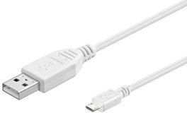MicroConnect Câble USB A vers Micro USB B, Blanc, 5m