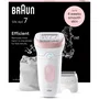 Braun Silk-épil 7 Épilateur Électrique Sans Fil, Réf. 7-030, Blanc/Rose, Technologie MicroGrip, Tête Large, Étanche, Peau Douce 1 Mois
