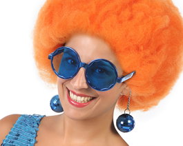 atosa Lunettes rondes avec boules carnaval bleues femme adulte