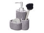 Kinvara Dosificateur de cuisine avec éponge et brosse Gris Résine 13x19x11 cm (Set de 12)