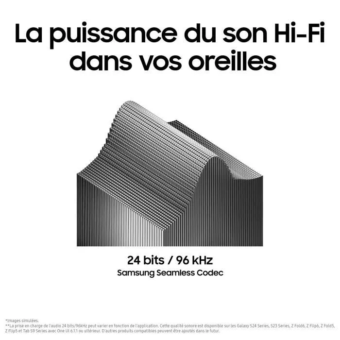 Samsung Galaxy Buds3 (R530) Écouteurs True Wireless Argent - Réduction de bruit active (ANC), IP57, Bluetooth 5.4, 6h d'autonomie - Boîtier de charge USB-C et sans fil