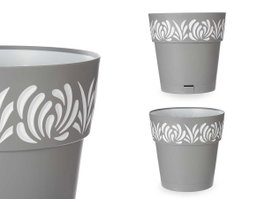 Stefanplast Pot de fleurs Gaia 30 cm Gris Plastique avec réservoir d'eau 11,8 L (Set de 6)