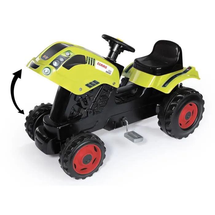 Smoby Tracteur à pédales Farmer XL avec remorque, design Claas, siège ajustable, capot ouvrant, vert, pour enfants à partir de 3 ans