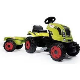 Smoby Tracteur à pédales Farmer XL avec remorque, design Claas, siège ajustable, capot ouvrant, vert, pour enfants à partir de 3 ans