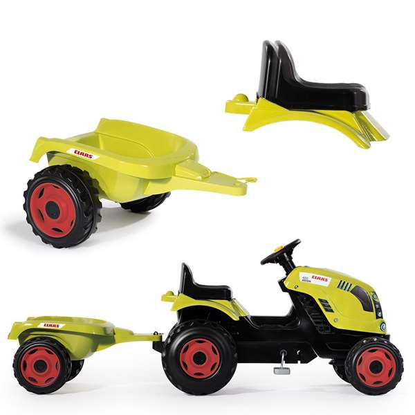Smoby Tracteur à pédales Farmer XL + Remorque CLAAS - Vert Smoby Tracteur à pédales Farmer XL + Remorque CLAAS - Vert