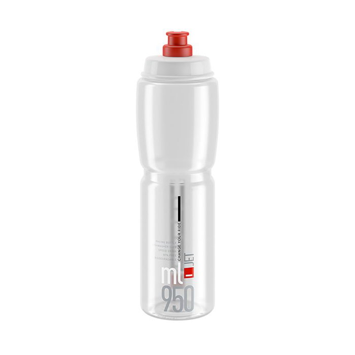 Elite Bidon Jet Transparent Logo Rouge 950 ml Elite Bidon Jet Transparent Logo Rouge 950 ml