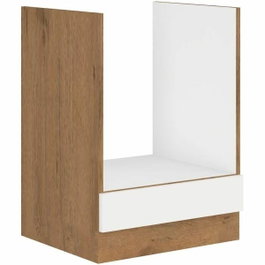 Rock Meuble bas four Mélaminé chêne Lancelot et Blanc brillant 60 cm