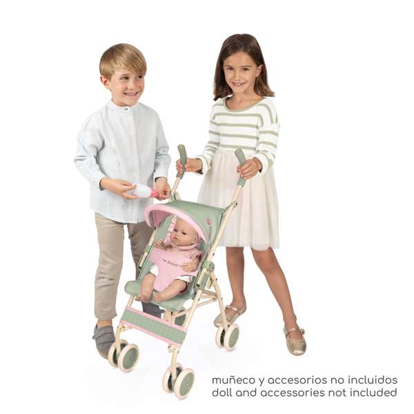 Decuevas - Chaise de poupée grande avec capote motif botanic, pour poupées jusqu'à 52 cm, 45x35x75 cm