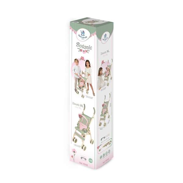 Decuevas - Chaise de poupée grande avec capote motif botanic, pour poupées jusqu'à 52 cm, 45x35x75 cm