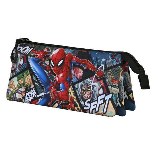 Karactermania Estuche Portatodo Triple - Trousse à compartiments Spiderman 23 x 8 x 11 cm en Ripstop avec doublure polyester Karactermania Estuche Portatodo Triple - Trousse à compartiments Spiderman 23 x 8 x 11 cm en Ripstop avec doublure polyester