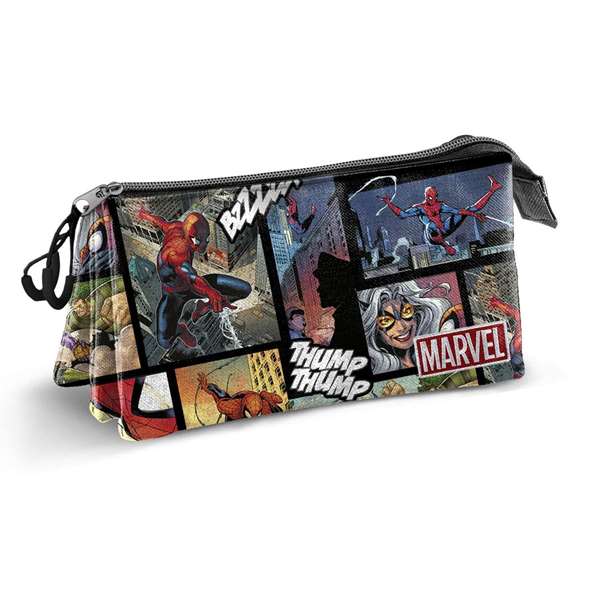 Karactermania Estuche Portatodo Triple - Trousse à compartiments Spiderman 23 x 8 x 11 cm en Ripstop avec doublure polyester Karactermania Estuche Portatodo Triple - Trousse à compartiments Spiderman 23 x 8 x 11 cm en Ripstop avec doublure polyester