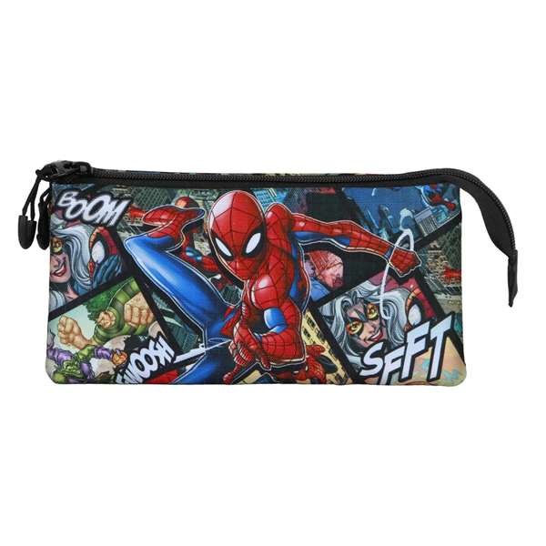 Karactermania Estuche Portatodo Triple - Trousse à compartiments Spiderman 23 x 8 x 11 cm en Ripstop avec doublure polyester Karactermania Estuche Portatodo Triple - Trousse à compartiments Spiderman 23 x 8 x 11 cm en Ripstop avec doublure polyester