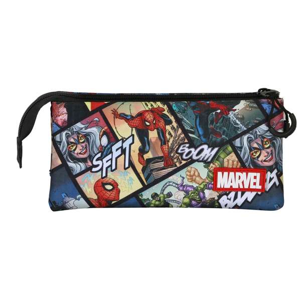 Karactermania Estuche Portatodo Triple - Trousse à compartiments Spiderman 23 x 8 x 11 cm en Ripstop avec doublure polyester Karactermania Estuche Portatodo Triple - Trousse à compartiments Spiderman 23 x 8 x 11 cm en Ripstop avec doublure polyester