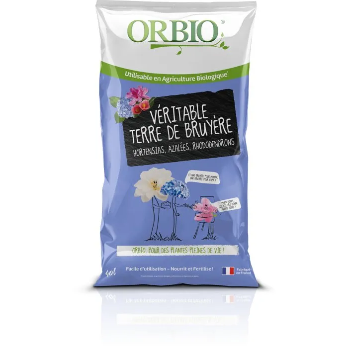 Orbio Terre de Bruyère Sac de 40 L - Substrat Léger et Acide pour Plantes Acidophiles (Azalées, Rhododendrons, Hortensias, Camélias)