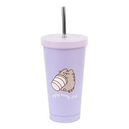 ERIK - Tasse à Paille Isotherme 550 ml, Pajita Moments Pusheen, Acier Inoxidable Double Paroi avec Paille Métallique et Outil de Nettoyage