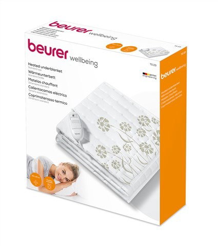 Beurer TS-23 Couverture chauffante électrique individuelle pour lit - 3 niveaux de chaleur, tissu polaire, protection contre les surchauffes BSS - Confort musculaire et sommeil