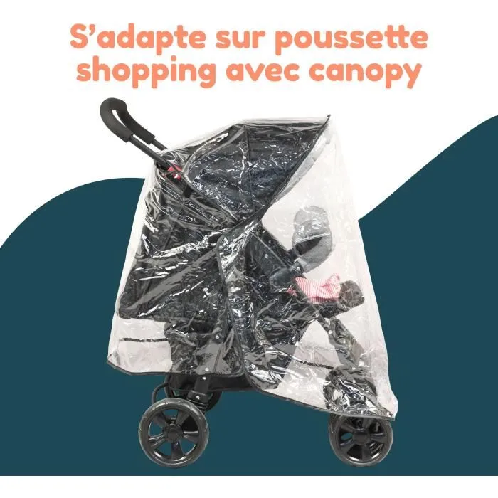 Bambisol Housse de pluie universelle pour poussette - Protège-bébé imperméable avec canopée, visière et filet d'aération - Accessoire poussette