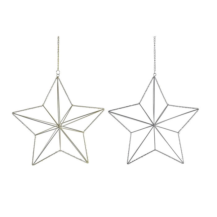 DKD Home Decor Décorations de Noël Étoile en Métal avec LED (2 Unités)