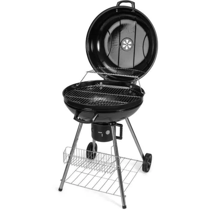Fieldmann Barbecue au charbon de bois FZG 1004 - Grill de jardin avec surface de cuisson 54.5 cm, cendrier amovible et roulettes