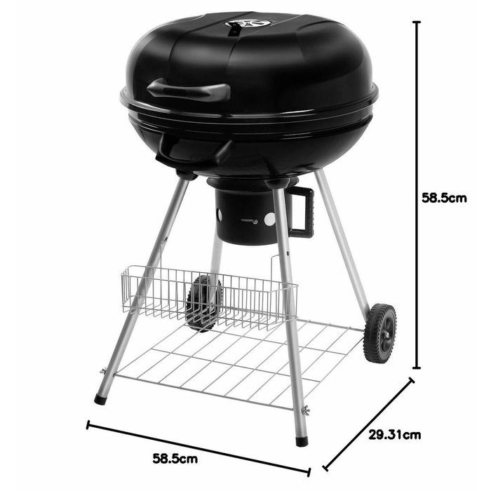 Fieldmann Barbecue au charbon de bois FZG 1004 Noir Rond avec Couvercle