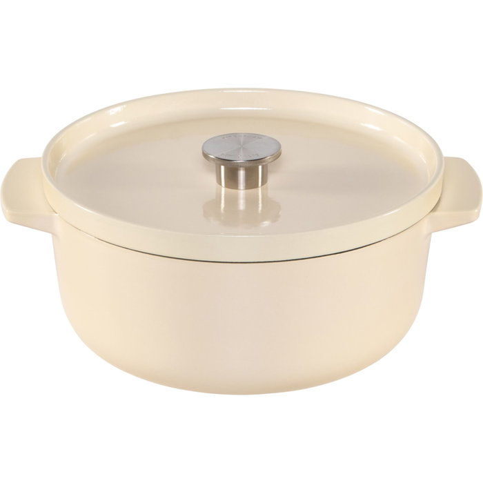 KitchenAid Cocotte Ronde en Fonte avec Couvercle 26cm, Crème KitchenAid Cocotte Ronde en Fonte avec Couvercle 26cm, Crème